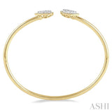 5/8 Ctw Round Cut Lovebright Diamond Pear Shape Open Cuff Bangle in 14K Yellow and White Gold