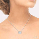 3/4 ctw Oval Shape Round Cut Diamond Lovebright Pendant With Chain in 14K White Gold
