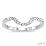 1/8 ctw Curved Center Round Cut Diamond Wedding Band in 14K White Gold