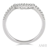 1/8 ctw Curved Center Round Cut Diamond Wedding Band in 14K White Gold