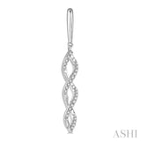 1/5 Ctw Swirl Round Cut Diamond Long Earring in 10K White Gold