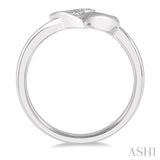 1/50 Ctw Hollow Center Heart Charm Round Cut Diamond Ring in Sterling Silver