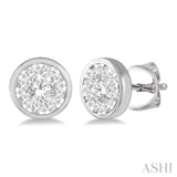 1/2 Ctw Lovebright Round Cut Diamond Bezel Stud Earrings in 14K White Gold