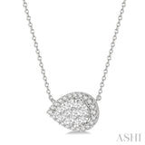 1/2 ctw Pear Shape Round Cut Diamond Lovebright Pendant With Chain in 14K White Gold