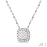 1/6 ctw Cushion Shape Lovebright Diamond Pendant With Chain in 14K White Gold
