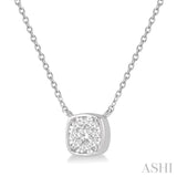 1/6 ctw Cushion Shape Lovebright Diamond Pendant With Chain in 14K White Gold
