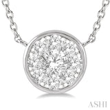 1/3 Ctw Round Shape Lovebright Diamond Pendant With Chain in 14K White Gold