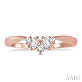 1/5 Ctw Chevron Baguette and Round Cut Diamond Band in 14K Rose Gold