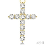 2.00 ctw Round Cut Diamond Cross Pendant in 14K Yellow Gold with Chain