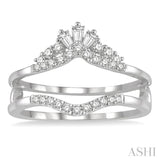 1/3 ctw Tiara Baguette and Round Cut Diamond Insert Ring in 14K White Gold