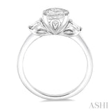 1/2 ctw Baguette and Oval Cut Diamond Ladies Engagement Ring with 1/3 Ct Oval Cut Center Stone in 14K White Gold