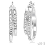 1/10 Ctw Round Cut Diamond Double Row Earrings in Sterling Silver