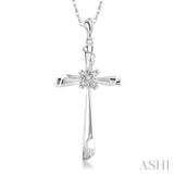 1/20 ctw Round Cut Diamond Pendant in 14K White Gold with Chain