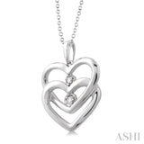 1/20 Ctw Round Cut Diamond Heart Pendant in Sterling Silver with Chain