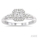 1/2 ctw Diamond Engagement Ring with 1/4 ct Princess Cut Center Stone in 14K White Gold