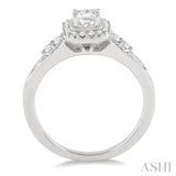 1/2 ctw Diamond Engagement Ring with 1/4 ct Princess Cut Center Stone in 14K White Gold