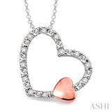 1/20 Ctw Heart Shape Round Cut Diamond Pendant in Sterling Silver with Chain
