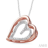 1/20 Ctw Single Cut Diamond Heart Pendant in Sterling Silver with Chain