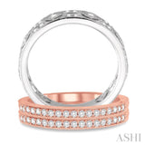 1/2 Ctw Round Cut Diamond Triple Band Set in 14K White and Rose Gold