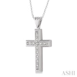 1/20 Ctw Single Cut Diamond Cross Pendant in Sterling Silver with Chain