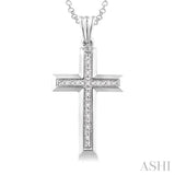 1/20 Ctw Single Cut Diamond Cross Pendant in Sterling Silver with Chain