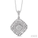 1/20 Ctw Cushion Shape Round Cut Diamond Pendant in Sterling Silver with Chain