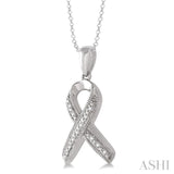 1/20 ctw Single Cut Diamond Support Ribbon Pendant in Sterling Silver with Chain