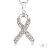 1/20 ctw Single Cut Diamond Support Ribbon Pendant in Sterling Silver with Chain