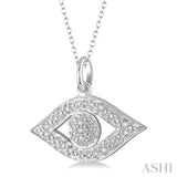 1/20 Ctw Round Cut Diamond Eye Pendant in Sterling Silver with Chain