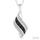 1/10 Ctw White and Black Diamond Fashion Pendant in Sterling Silver with Chain