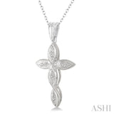 1/50 ctw Round Cut Diamond Infinity Cross Pendant in Sterling Silver with Chain