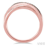 1/5 ctw Round Cut White and Champagne Brown Diamond Ring in 10K Rose Gold