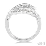 1/10 Ctw Round Cut Diamond Leaf Ring in Sterling Silver