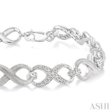 1/10 ctw Round Cut Diamond Swirl bracelet in Sterling Silver