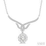 1 1/10 Ctw Diamond Lovebright Necklace in 14K White Gold