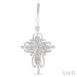 1/20 ctw Round Cut Diamond Cross Earrings in Sterling Silver