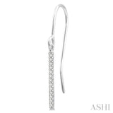 1/10 ctw Hanging Straight Bar Round Cut Diamond Petite Earrings in 10K White Gold