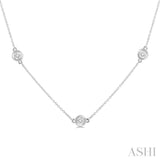 1/10 ctw Round Cut Diamond Station Necklace in 10K White Gold