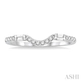 1/4 ctw Round and Baguette Diamond Wedding Band in 14K White Gold