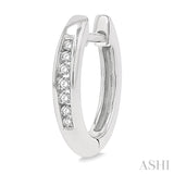 1/10 ctw Inlay Round Cut Diamond Huggie Petite Earrings in 10K White Gold
