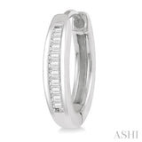1/10 ctw Inlay Petite Baguette Diamond Huggie Earrings in 10K White Gold
