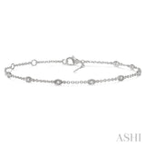 1/6 ctw Marquise Shape Mount Round Cut Diamond Station Bracelet in 10K White Gold