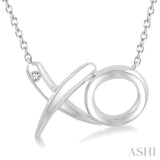 1/50 Ctw 'XO' Hugs and Kisses Round Cut Diamond Fashion Pendant With Chain in Sterling Silver