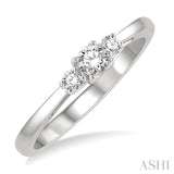 1/4 Ctw Round Cut Diamond Three-Stone Ring in 14K White Gold