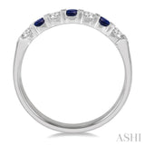 1/4 ctw Round Cut Diamond and 2.6MM Sapphire Precious Wedding Band in 14K White Gold