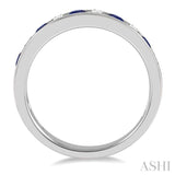 2.6 MM Sapphire and 3/8 ctw Round Cut Diamond Precious Wedding Band in 14K White Gold