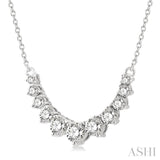 3/4 ctw Graduated Diamond Smile Necklace in 14K White Gold