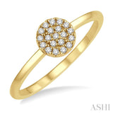 1/10 ctw Disc Shape Center Round Cut Diamond Petite Fashion Ring in 10K Yellow Gold