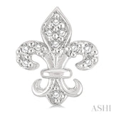 1/20 ctw Fleur De Lis Round Cut Diamond Petite Earring in 10K White Gold