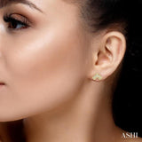 1/20 ctw Inverted Chevron Round Cut Diamond Petite Fashion Earring in 10K Yellow Gold
